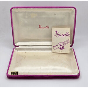 Vintage Marvella Jewelry Gift Box Pink Velvet Case Midcentury Classic Retro 6x4"